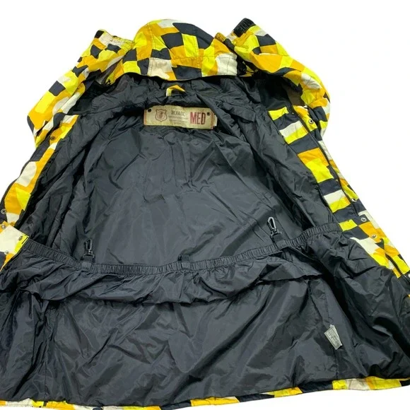 Grenade Snowboard Jacket Mens M Yellow Camo Hooded Insulated Parka Full Zip Snap - Picture 3 of 15
